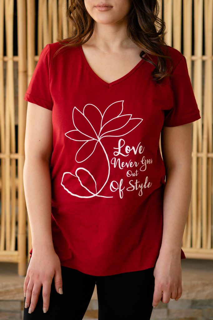 Braless Red Inspirational T-shirt - Flying Lotus Apparel