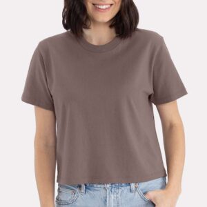 Coffee bra-free crop tee with discreet built-in coverage
