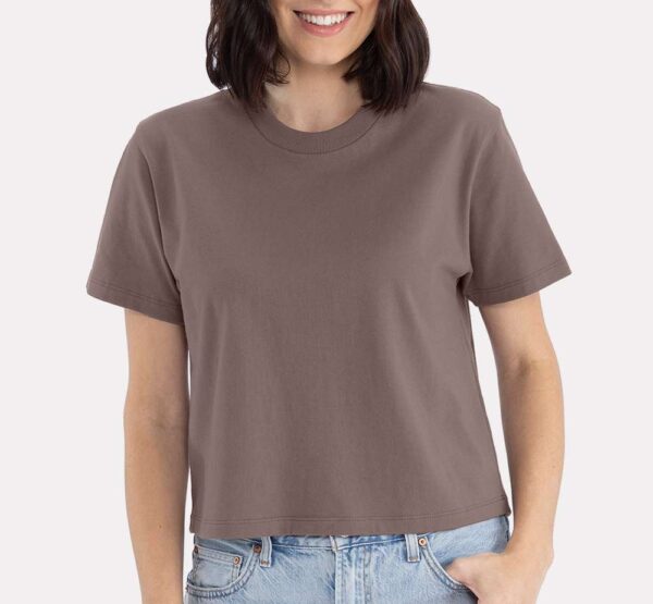 Coffee bra-free crop tee with discreet built-in coverage